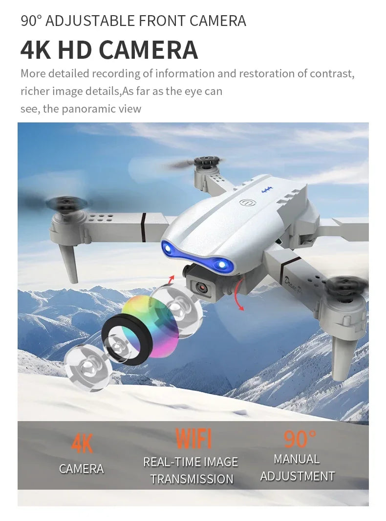 2024 E99Pro RC Drone 4K Professinal With 1080P Wide Angle HD Camera Foldable Helicopter WIFI FPV