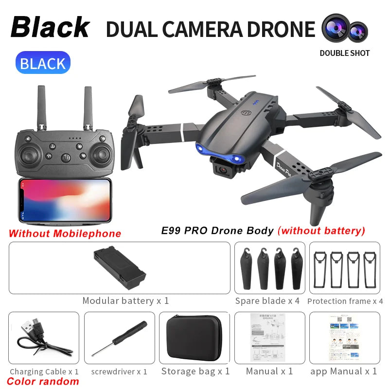 2024 E99Pro RC Drone 4K Professinal With 1080P Wide Angle HD Camera Foldable Helicopter WIFI FPV