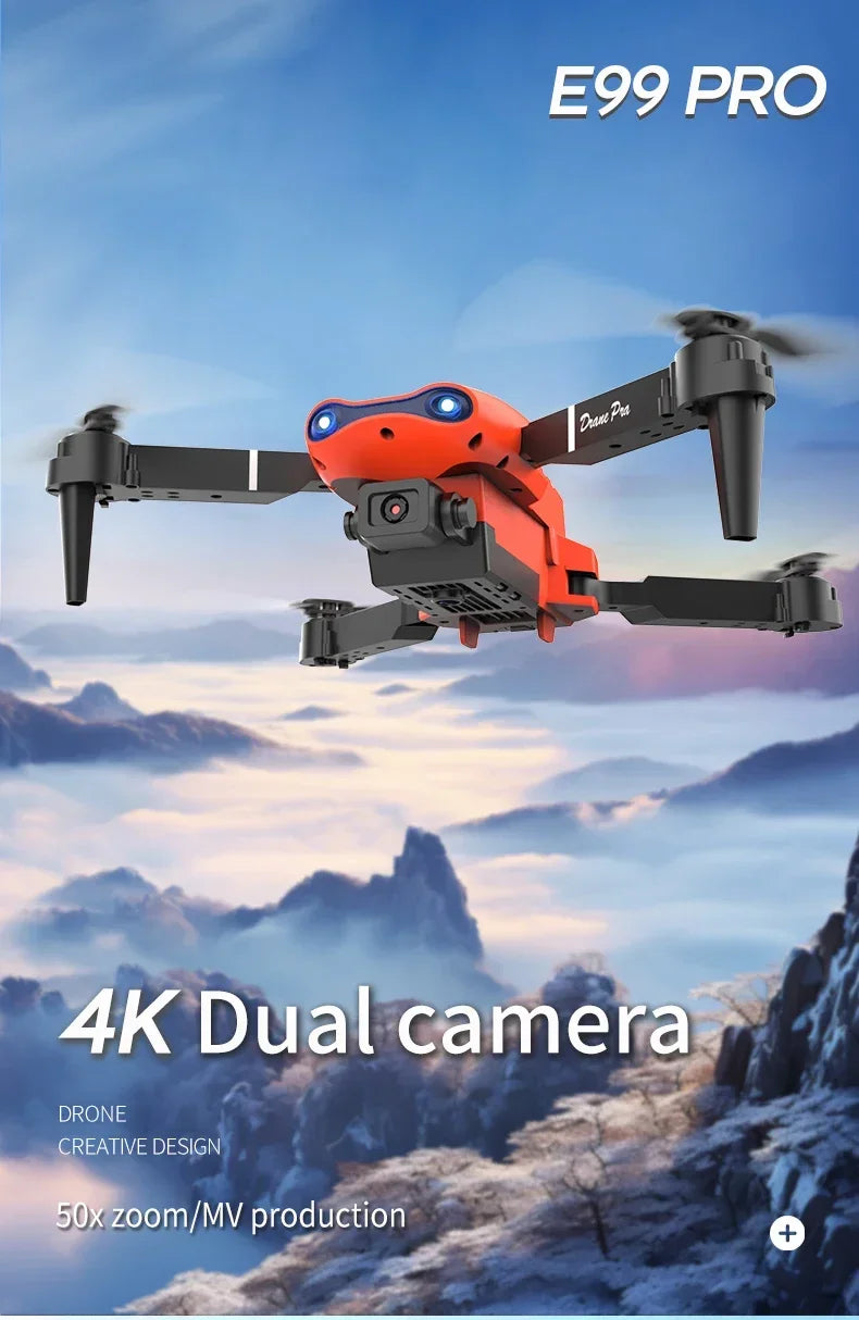 2024 E99Pro RC Drone 4K Professinal With 1080P Wide Angle HD Camera Foldable Helicopter WIFI FPV