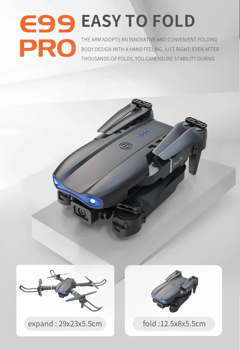 2024 E99Pro RC Drone 4K Professinal With 1080P Wide Angle HD Camera Foldable Helicopter WIFI FPV